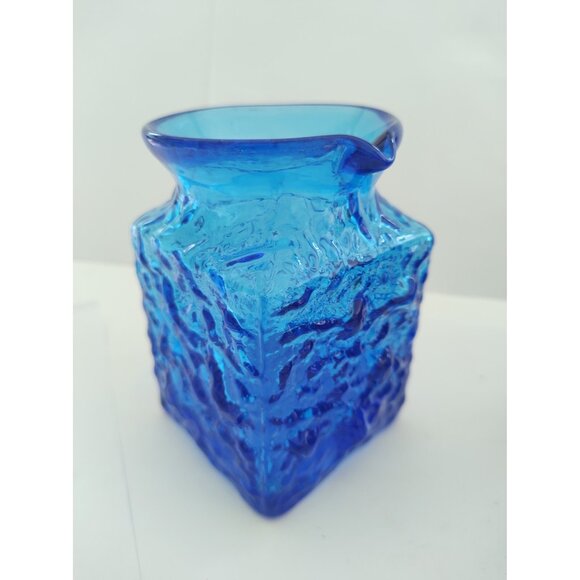 VTG Midnight Blue Pilgrim Glass Pitcher - Nugate Surface - Clear Handle  4" - Picture 11 of 13